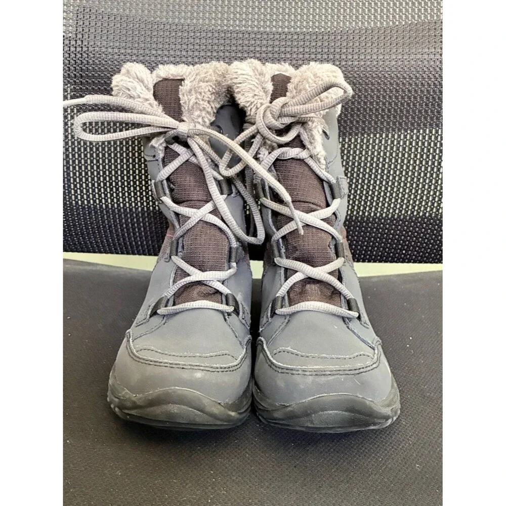 Columbia Waterproof Fur Lined Ice Maiden Girl Kid Sz 1 Gray Winter Snow Boots
